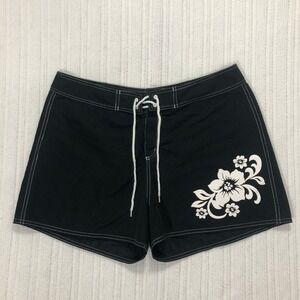 Bw Sport Swim Shorts Black Floral‎ Accents Beach Pool Summer Size 16